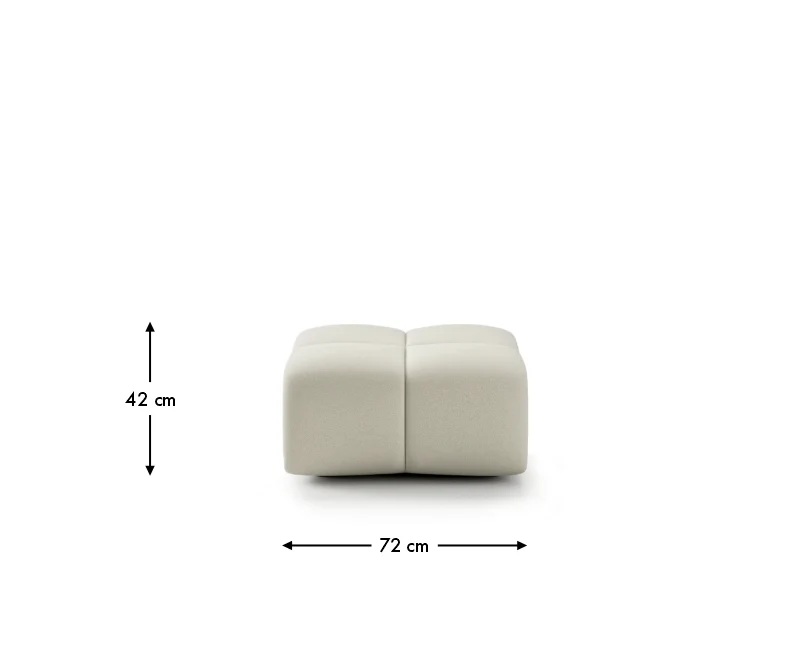 Rozmerový pohľad taburetu AURENA, šírka 72 cm a výška 42 cm.