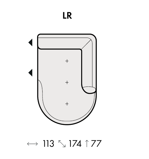 BLAZE – predĺžený diel lr, rozmer 113 × 174 × 77 cm.
