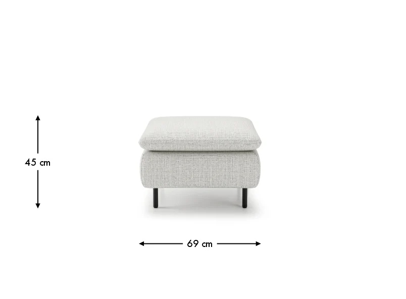 Rozmerový pohľad taburetu CRUX so šírkou 69 cm a výškou 45 cm.