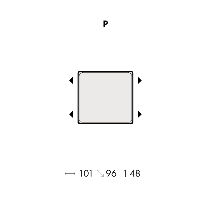 CUBE – taburetový modul p, rozmer 101 × 96 × 48 cm.