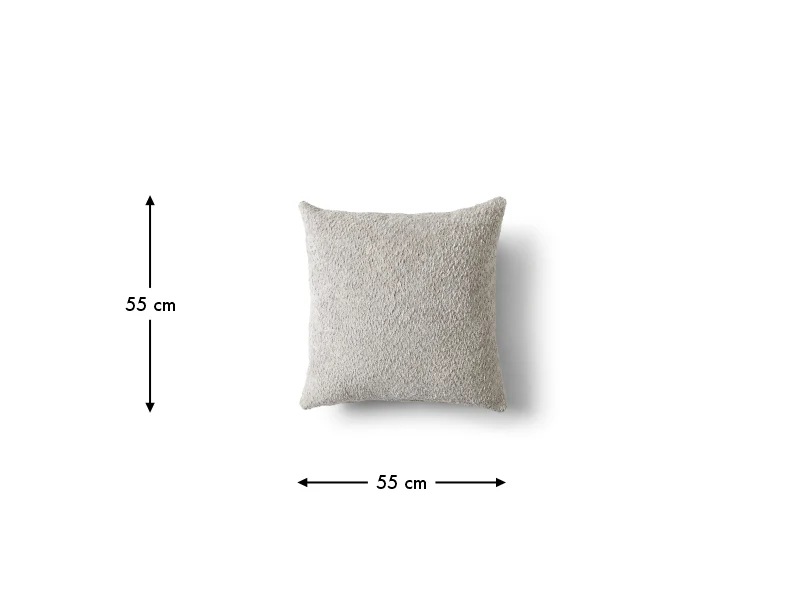 Rozmerový nákres vankúša GAVA: 55 × 55 cm a hrúbka 15 cm.