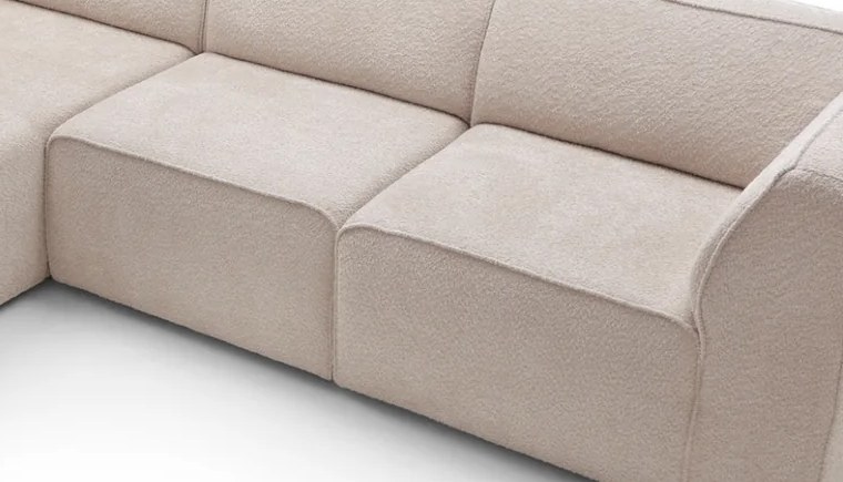 HYDRA ROH – detail lemovania, oblých hrán sedadiel a spojenia čalúnených dielov.
