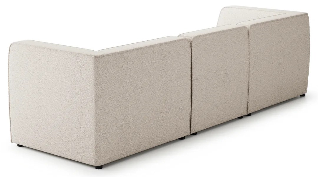 HYDRA SOFA 3 – šikmý pohľad zozadu na čalúnené zadné strany troch dielov.