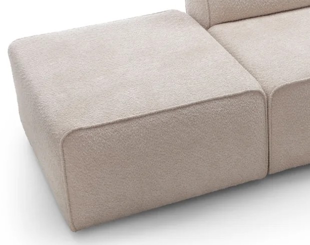 HYDRA SOFA V1 – detail krajného dielu P bez operadla a spojenia so susedným sedadlom.