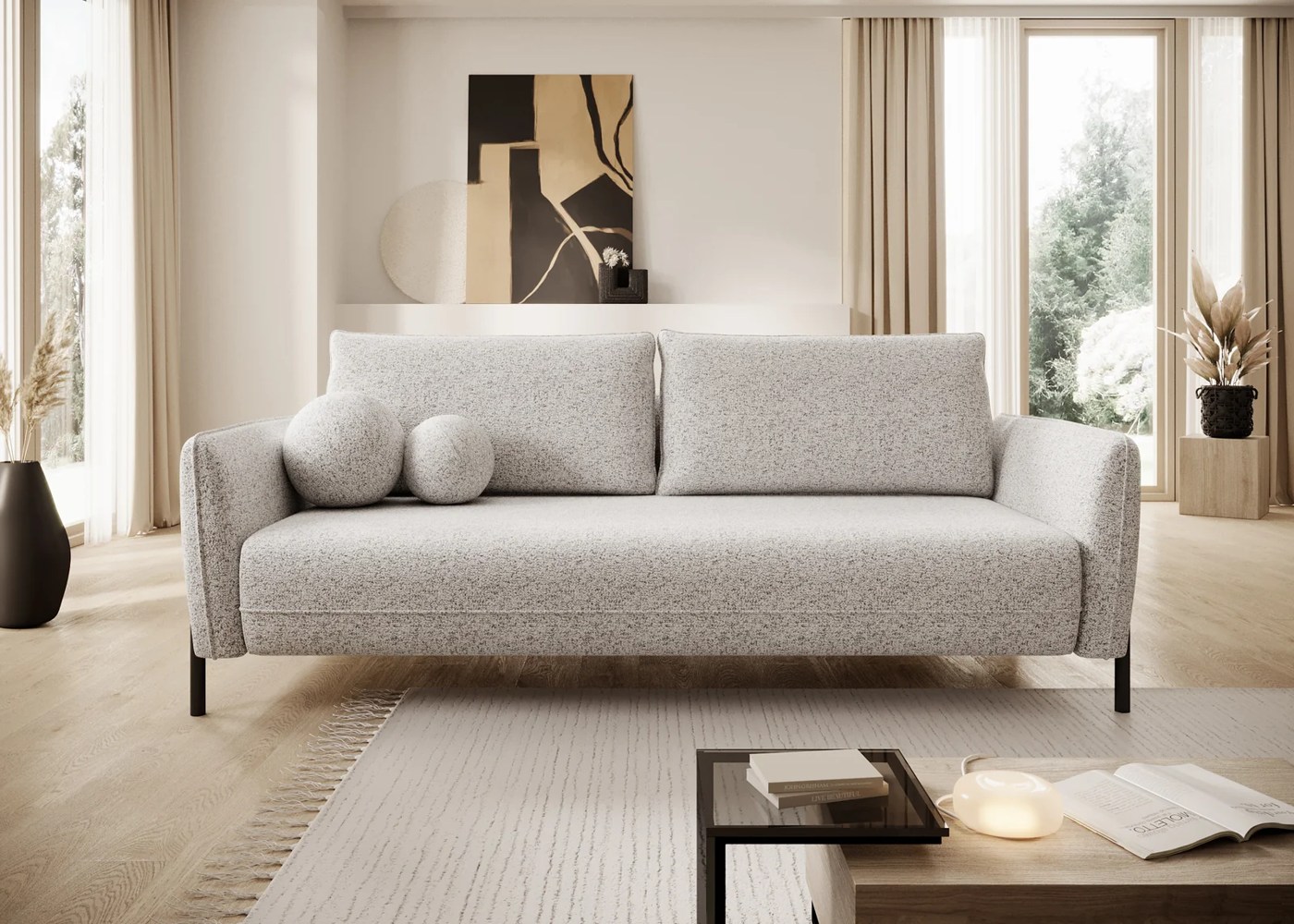 LEGIO sofa – celá pohovka v interiéri na vysokých nohách.