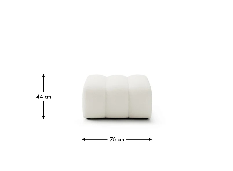 Rozmerový nákres taburetu LOFTICA: šírka 76 cm a výška 44 cm.