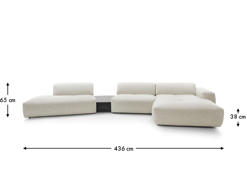 LUSSO R1 – celý rozmerový obrázok so šírkou 436 cm a výškou 65 cm.