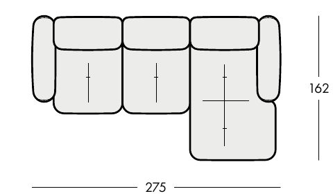 LUSSO R5 – celý pôdorys s rozmermi 275 × 162 cm.