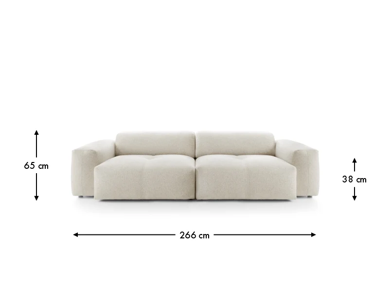 LUSSO S1 – celý čelný rozmerový obrázok, šírka 266 cm a výška 65 cm.
