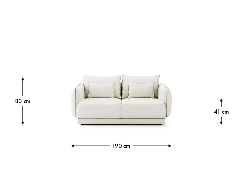 METROPIA S1 – celý rozmerový obrázok so šírkou 190 cm, výškou 83 cm a sedom 41 cm.