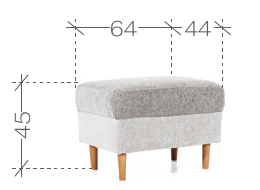Nákres taburetu MURCO – šírka 64, hĺbka 44 a výška 45 cm