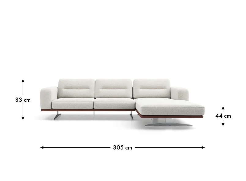 NUVARO R2 – celý rozmerový pohľad so šírkou 305 cm a výškou 83 cm.