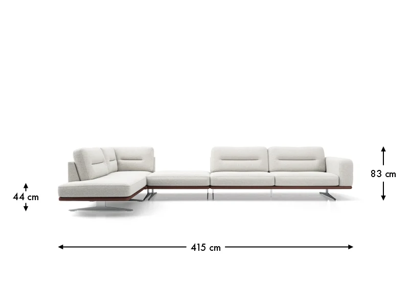 NUVARO R3 – celý rozmerový pohľad so šírkou 415 cm a výškou 83 cm.