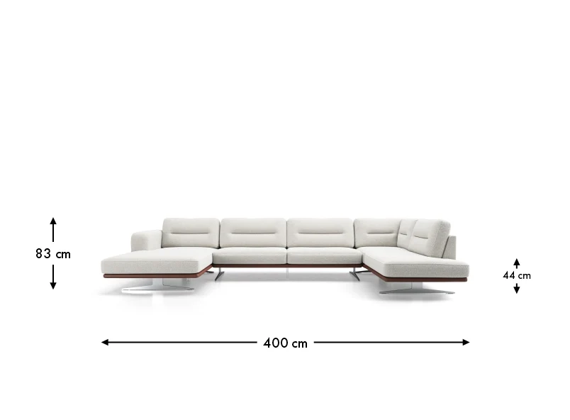 NUVARO U1 – celý rozmerový pohľad so šírkou 400 cm a výškou 83 cm.