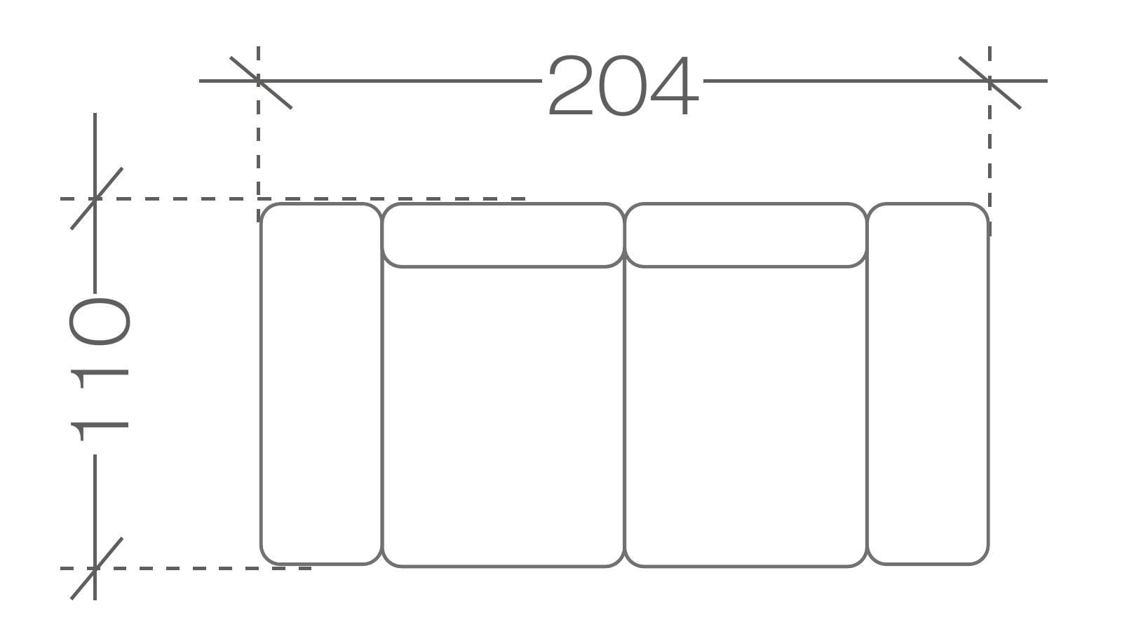 PALERMO sofa 2 – technický nákres