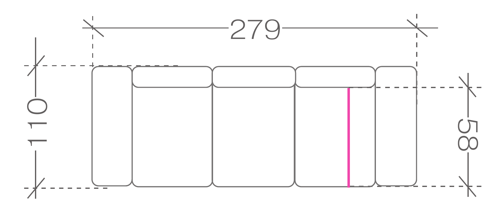PALERMO sofa 3 – technický nákres