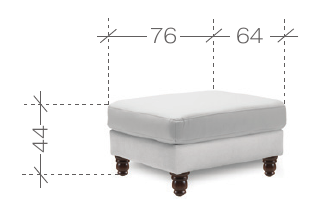 Taburet PARIS – nákres s rozmermi 76 × 64 × 44 cm