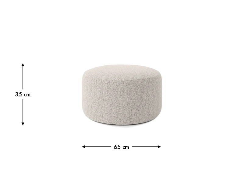Rozmery taburetu ROLL 35: priemer 65 cm, výška 35 cm.