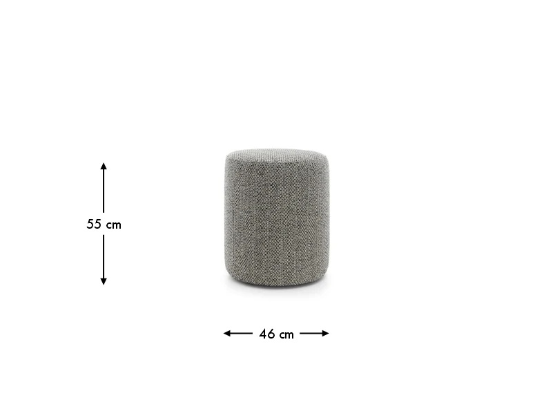 Rozmery taburetu ROLL 55: priemer 46 cm, výška 55 cm.