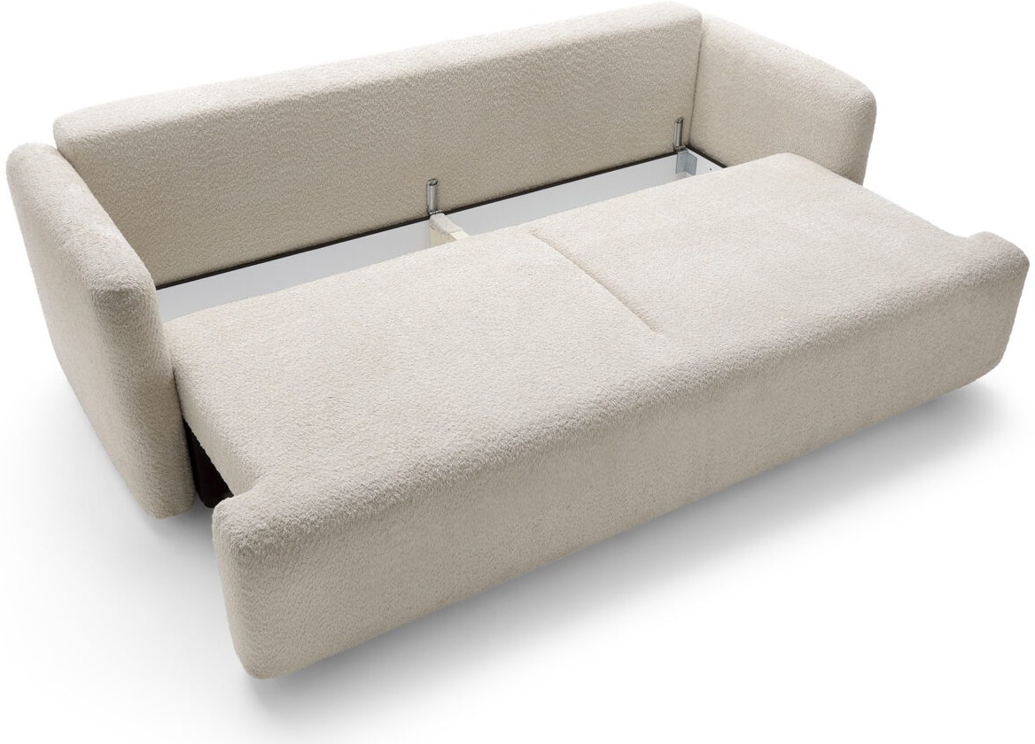 THIAGO sofa s otvoreným úložným boxom viditeľným za vysunutou sedacou časťou.