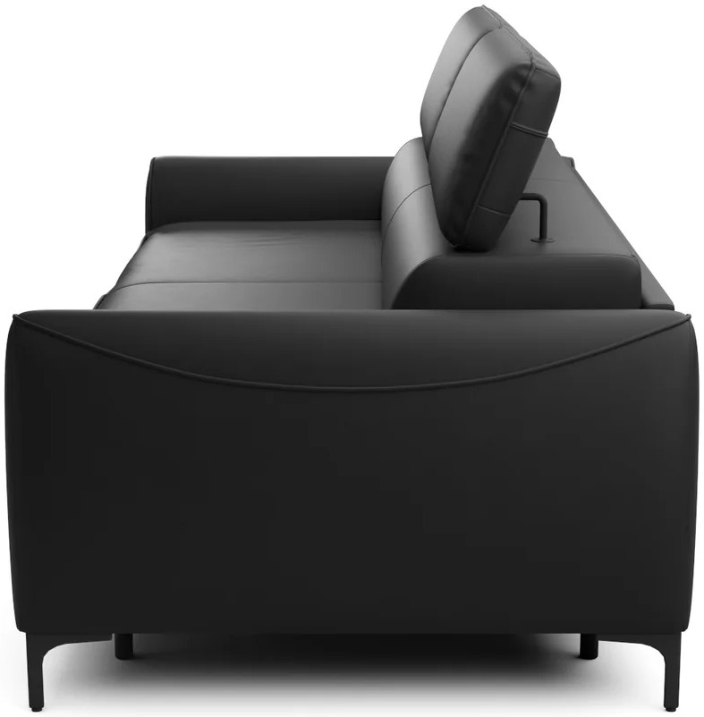 Bočný pohľad na ULTRA sofa s polohovacou opierkou hlavy a jej podperou.