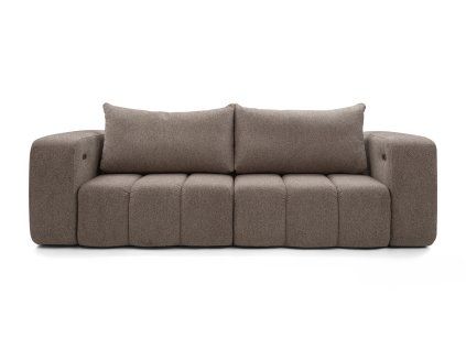 Rozkladacia pohovka do obývačky SOFORA SOFA v hnedom čalúnení, široké sedáky a dva veľké chrbtové vankúše