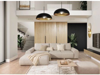Krémová rohová sedačka do obývačky LEO R4 s leňoškou XL