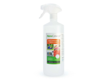 Nano impregnácia textilu a kože 1000 ml, biela sprejová fľaša NanoConcept na bielom pozadí.