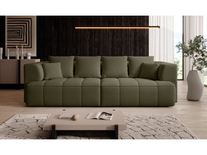 Rozkladacia pohovka COMTO BIGSOFA s dvoma elektrickými výsuvmi, olivovo zelená látka