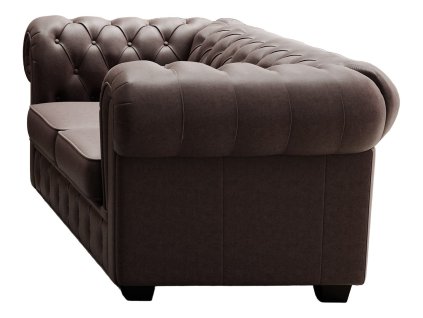 Pohovka WINDSOR 2 SOFA, hnedý poťah so zvinutými podrúčkami a prešívaním s gombíkmi