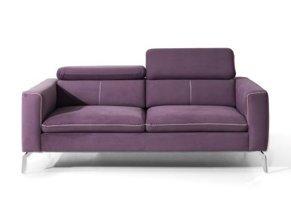 Pohovka LASIA SOFA 2,5 vo fialovom čalúnení s polohovacími opierkami hlavy.