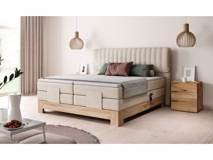 Boxspring posteľ SANDRA - masívne drevo - v modernej spálni - celkový pohľad