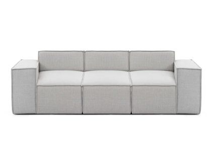Sedacia súprava LEXUS sofa 3 v svetlosivom dvojtónovom čalúnení na bielom pozadí, čelný pohľad na rovný tvar s tromi sedákmi.