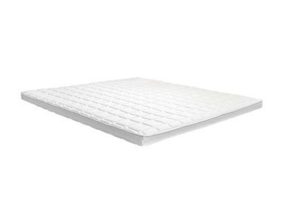 Matracový topper T2 v bielom poťahu, celkový pohľad na tenký topper položený na bielom pozadí.