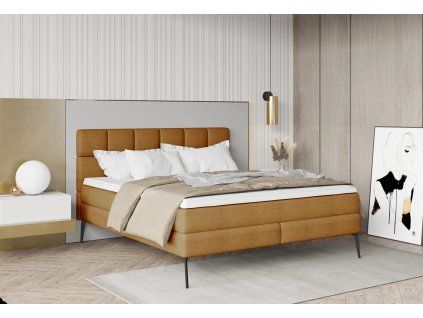 Luxusná čalúnená posteľ - boxspring - v spálni - celkový pohľad