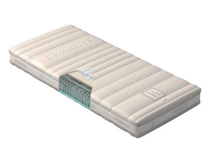 Matrac ALTEZA TALALAY, celkový pohľad zhora pod uhlom na bielom pozadí s viditeľným prešívaným poťahom.