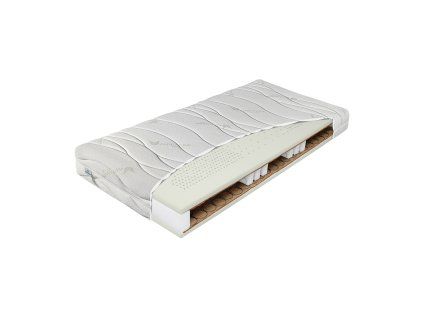 Matrac ADMIRÁL BIO HYDROLATEX T3 – rez bielym perforovaným jadrom a pružinovou konštrukciou.