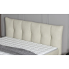 Boxspring posteľ ZENOVA, detail krémového čela s vertikálne prešívaným čalúnením.
