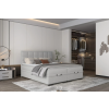 Svetlosivá boxspring posteľ 180x200 do spálne LOFTY, celkový pohľad