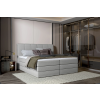 Sivá boxspring posteľ 180x200 do spálne DREAMO, v modernom interiéri spálne, celkový pohľad
