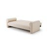 Rozkladacia pohovka MODELA SOFA v rozloženom stave, šikmý pohľad na plochu lôžka so svetlým poťahom a bočnými opierkami.