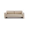Rozkladacia pohovka MODELA SOFA v svetlom béžovom čalúnení, čelný pohľad na dva sedacie a dva chrbtové vankúše s rovnými podrúčkami.