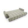 Rozkladacia pohovka MODIVO SOFA rozložená do polohy lôžka, pohľad v uhle na plochu na spanie a valcové boky.