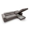 Rohová sedacia súprava VELORIA I tmavosivá, detail rozkladu s vyzdvihnutou sedacou časťou a viditeľným úložným priestorom.