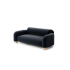 Dvojmiestna sedačka PAVIO SOFA S2 detail rohového sedenia, tmavé čalúnenie, oblé línie a drevené nožičky na bielom pozadí.