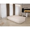 Sofa SOLIS SOFA v krémovom poťahu rozložená na lôžko v interiéri