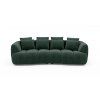 Sofa TREES SOFA v tmavozelenej látke s delenými sedákmi a vankúšmi, čelný pohľad
