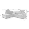 Rozmery rohovej sedačky ORVIETO L: 250 × 220 cm, výška 105/90 cm