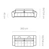 Rozmerový nákres pohovky LUMINA 2 SOFA: 260 cm, hĺbka 133/158 cm