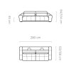 Rozmerový nákres pohovky LUMINA 3 SOFA: 290 cm, hĺbka 133/158 cm
